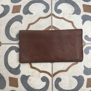 Vintage Fossil Brown Leather Flip Wallet OS